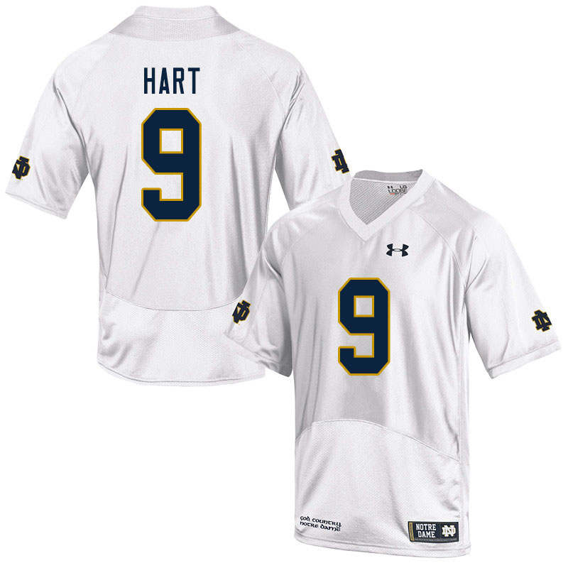 Men's NCAA Notre Dame Fighting Irish #9 Cam Hart Stitched College Under Armour Authentic White Football Jersey ZM10E23GW